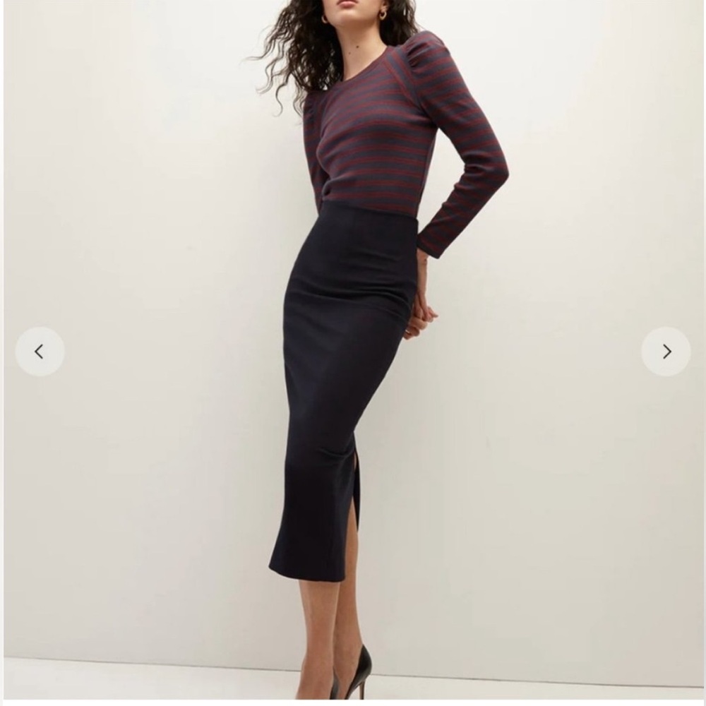 Veronica Beard Delano Long Sleeve Stripe Ribbed Top